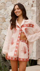 Tarni Shell Button Up Shirt - Salmon