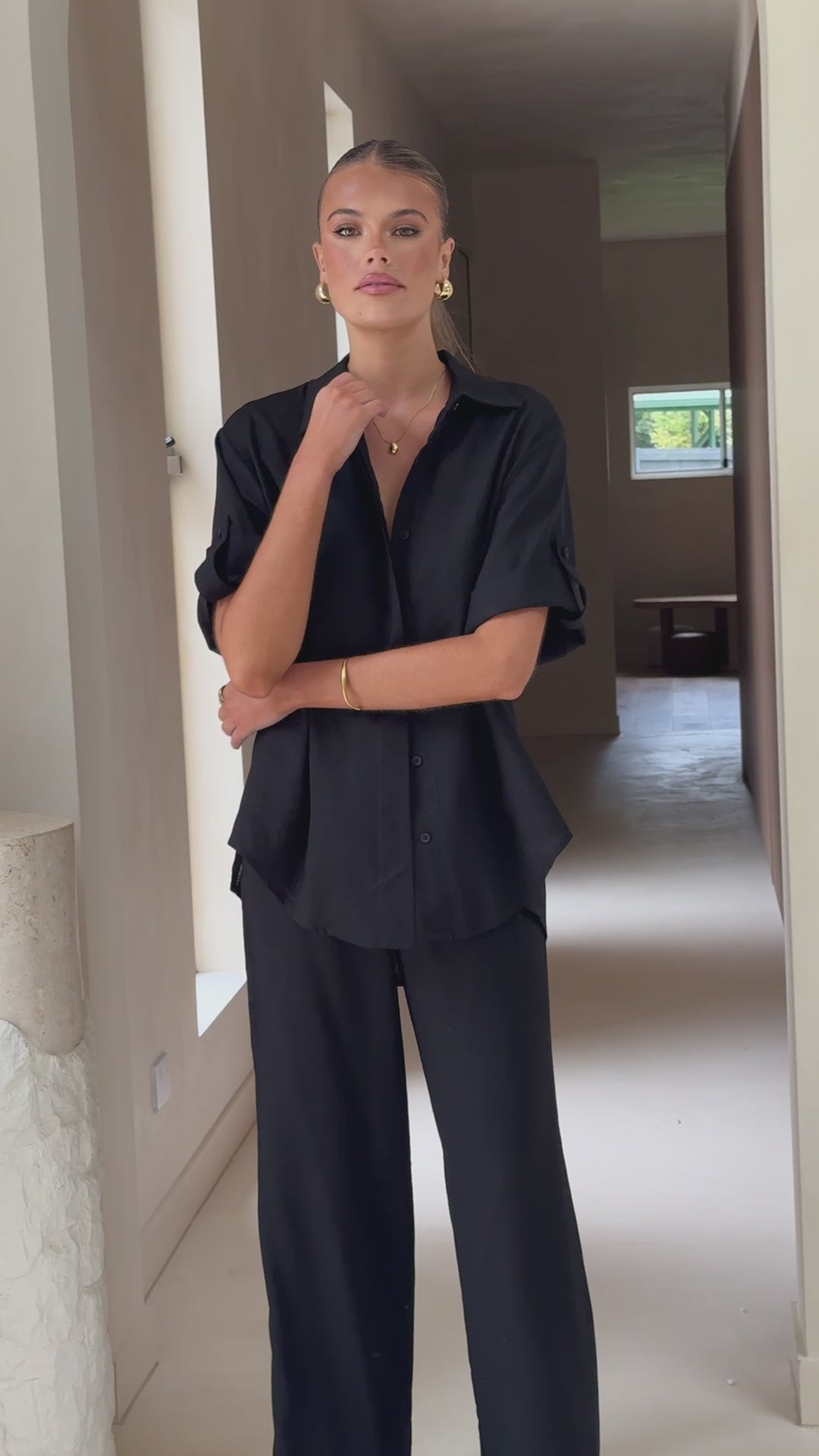 Vallerie Button Up Shirt - Black