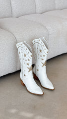 Dollie Boots - White-Gold Metallic
