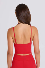 Soft Active Layered Cropped Tank Top in Strawberry Red