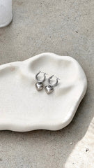 Varick Heart Earrings - Silver