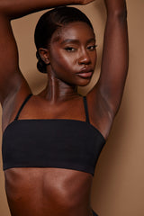 Intimates-Soft Mesh Bandeau Bra in Black