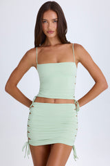 Francisca-Ruched Cut-Out Mini Skirt in Green