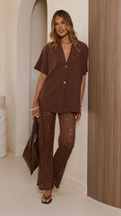 Azura Shirt And Pants Set - Brown