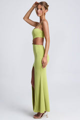Julitta-Hardware Detail Cut-Out Maxi Dress in Olive Green