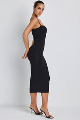 Nora-Modal Ruched Layered Midaxi Dress in Black