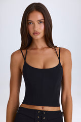 Elba-Halterneck Corset Top in Black