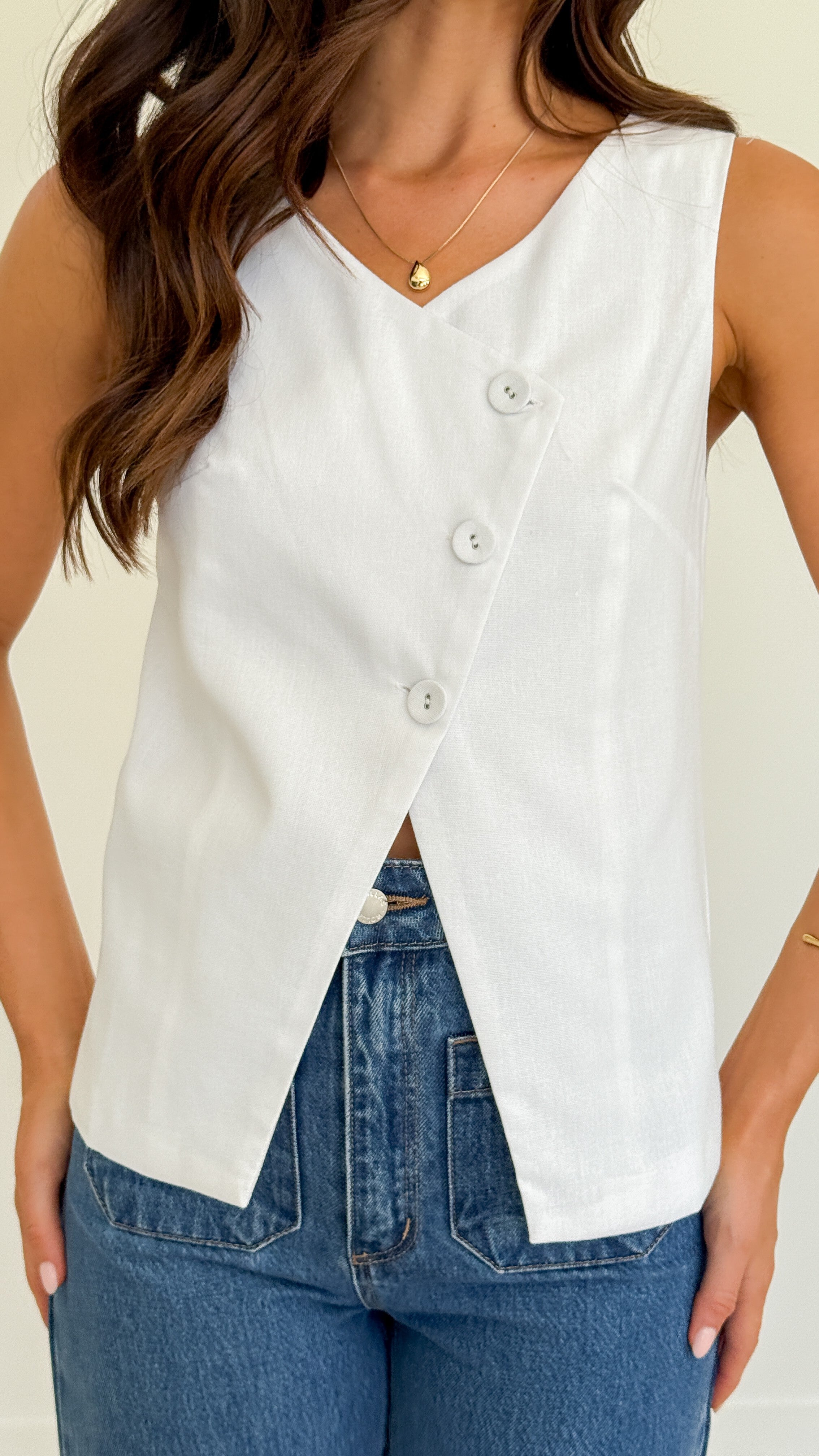 Rochelle Vest Top - White