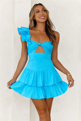 Ruffled Out Dress Blue