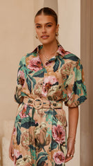 Sammy Button Down Shirt - Mocha Rose