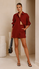 Charla Mini Skort - Burgundy