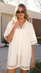 Halia Mini Shirt Dress - White