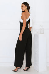 Power Pose One Shoulder Jumpsuit Black