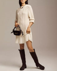 Apricot A-Line Sweater Dress