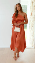 Brooklyn One Shoulder Midi Dress - Copper