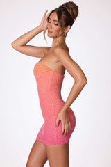 Basel-Embellished Strapless Mini Dress in Red and Orange Ombré