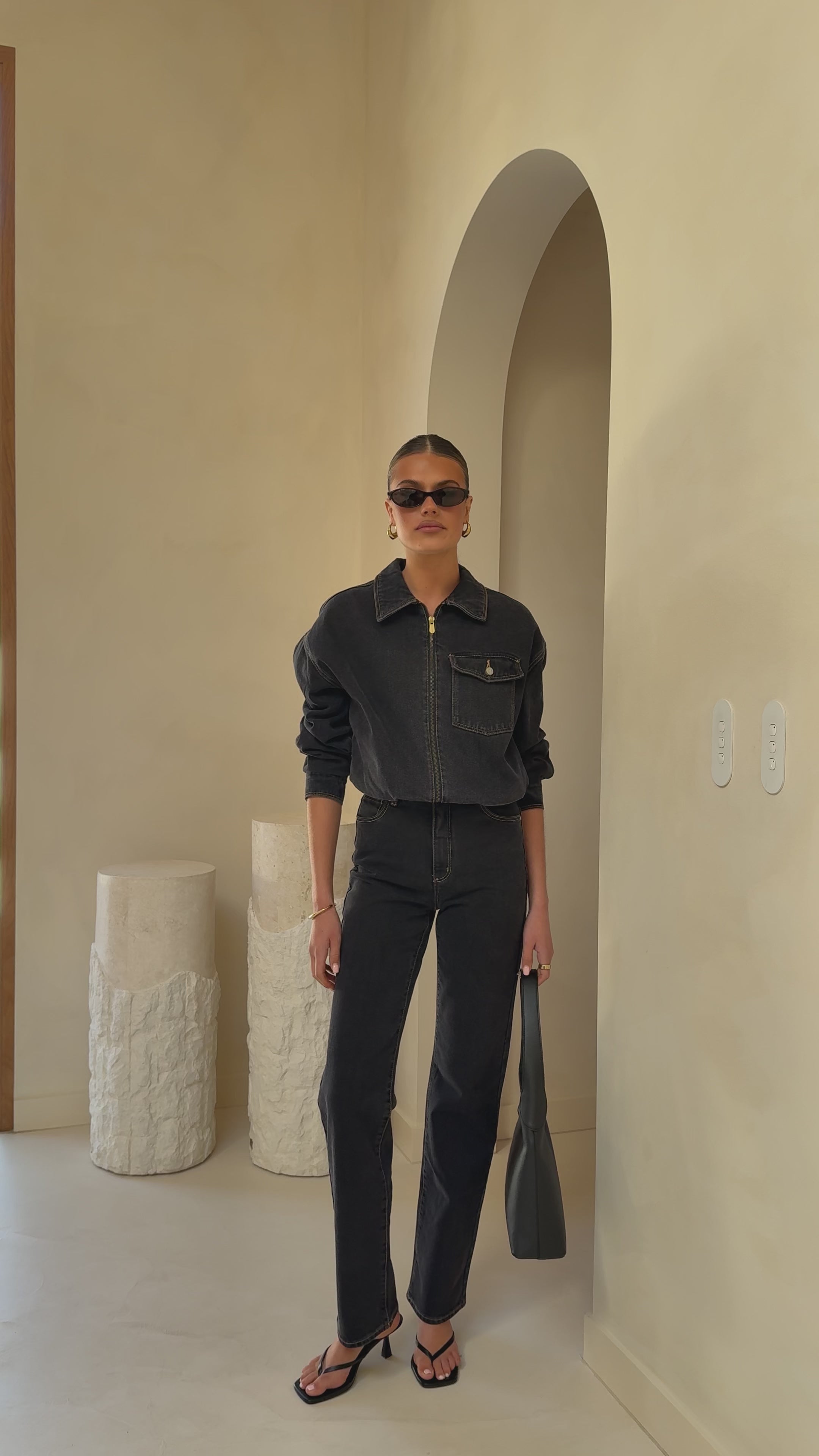 Abrand Denim Bomber Cara - Washed Black