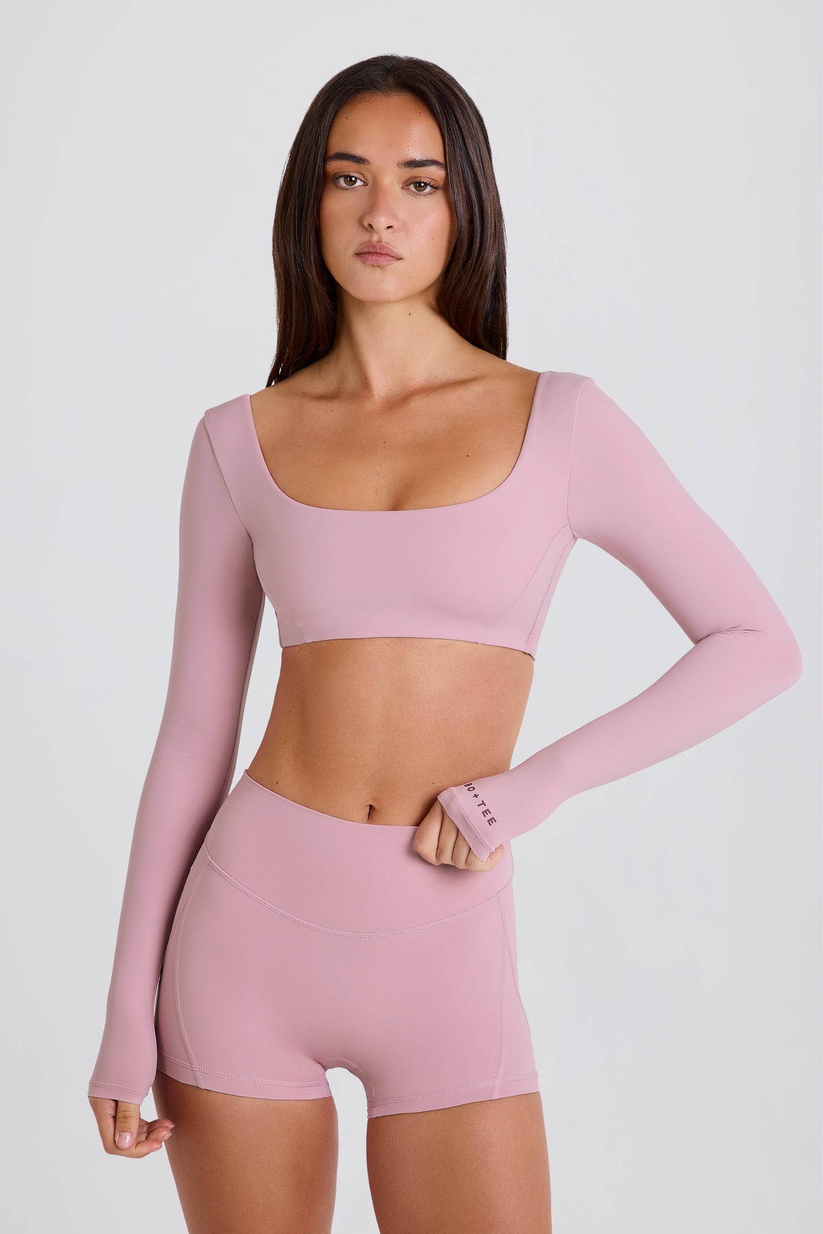 Multiway Long-Sleeve Crop Top in Mauve