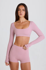 Multiway Long-Sleeve Crop Top in Mauve
