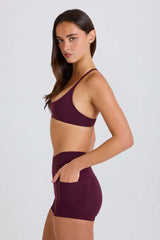 Soft Active Crossover Pocket Shorts in Burgundy
