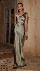 Iris Asymmetrical Maxi Dress - Olive