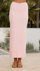Rahela Button Top and Maxi Skirt Set - Pink