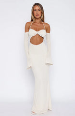To The Beach Long Sleeve Maxi Dress Cream