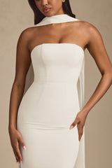 Imogene-Scarf-Detail Strapless Gown in Ivory