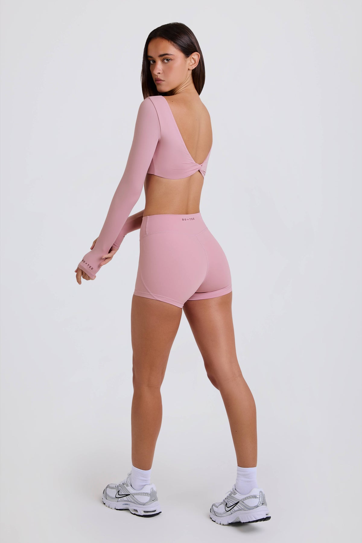 High-Waist Mini Shorts in Mauve