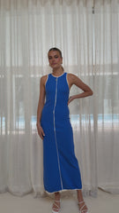 Milli Maxi Dress - Cobalt Blue/White