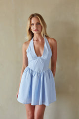 Yvonne Halter Corset Gingham Fit & Flare Mini Dress