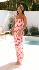 Margie Midi Dress - Pink/Red