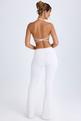 Lillian-Petite Ruched Mid-Rise Trousers in White