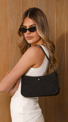 Lilu Shoulder Bag - Black Suede