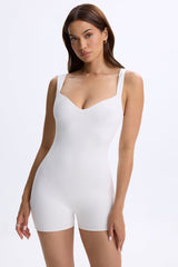 Kaia-Sweetheart-Neck Unitard in White