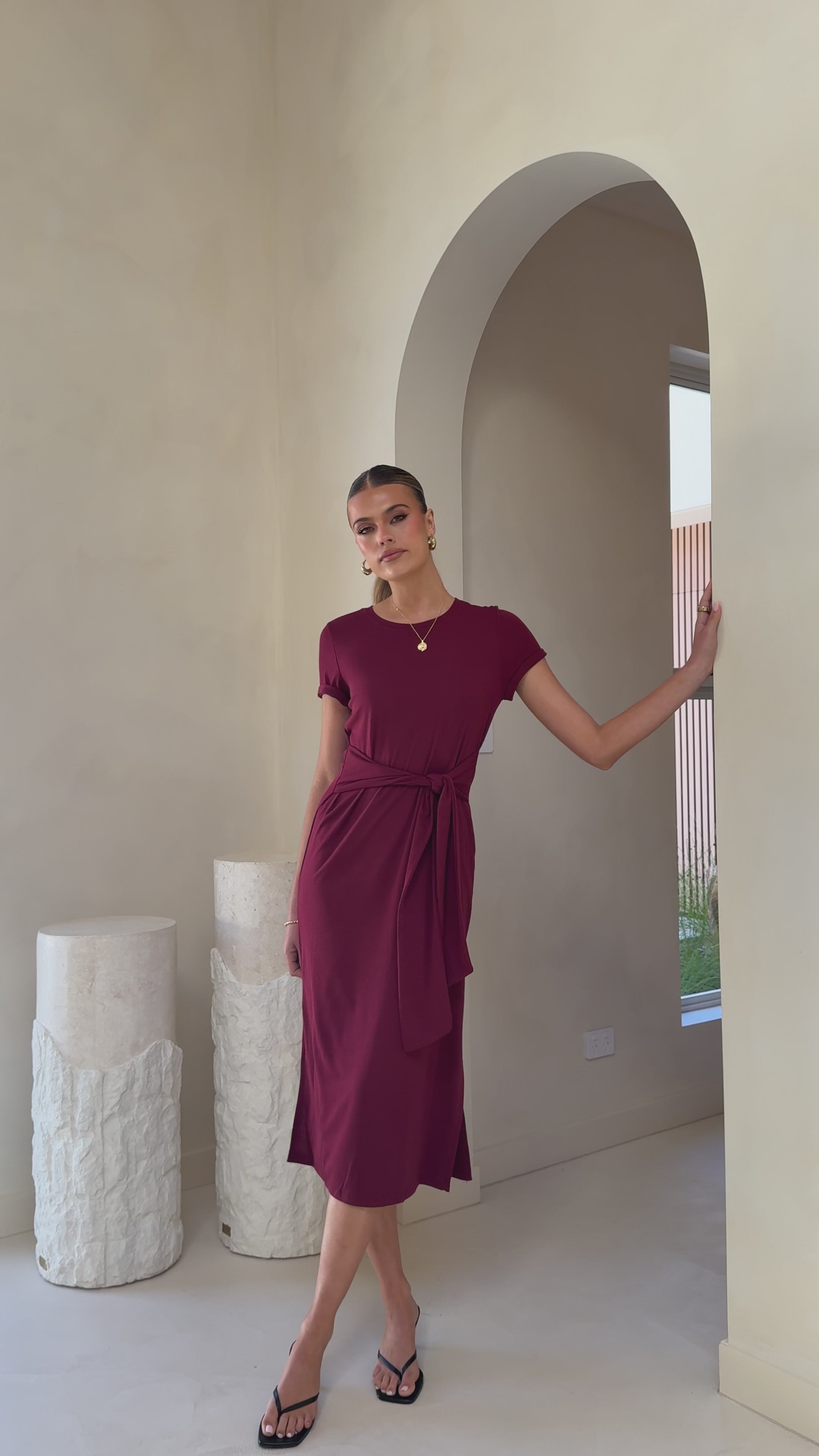 Valier Midi Dress - Wine