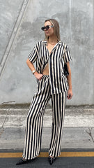Josie Pants - Black/Beige Stripe