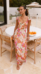Calais Maxi Dress - Orange Floral