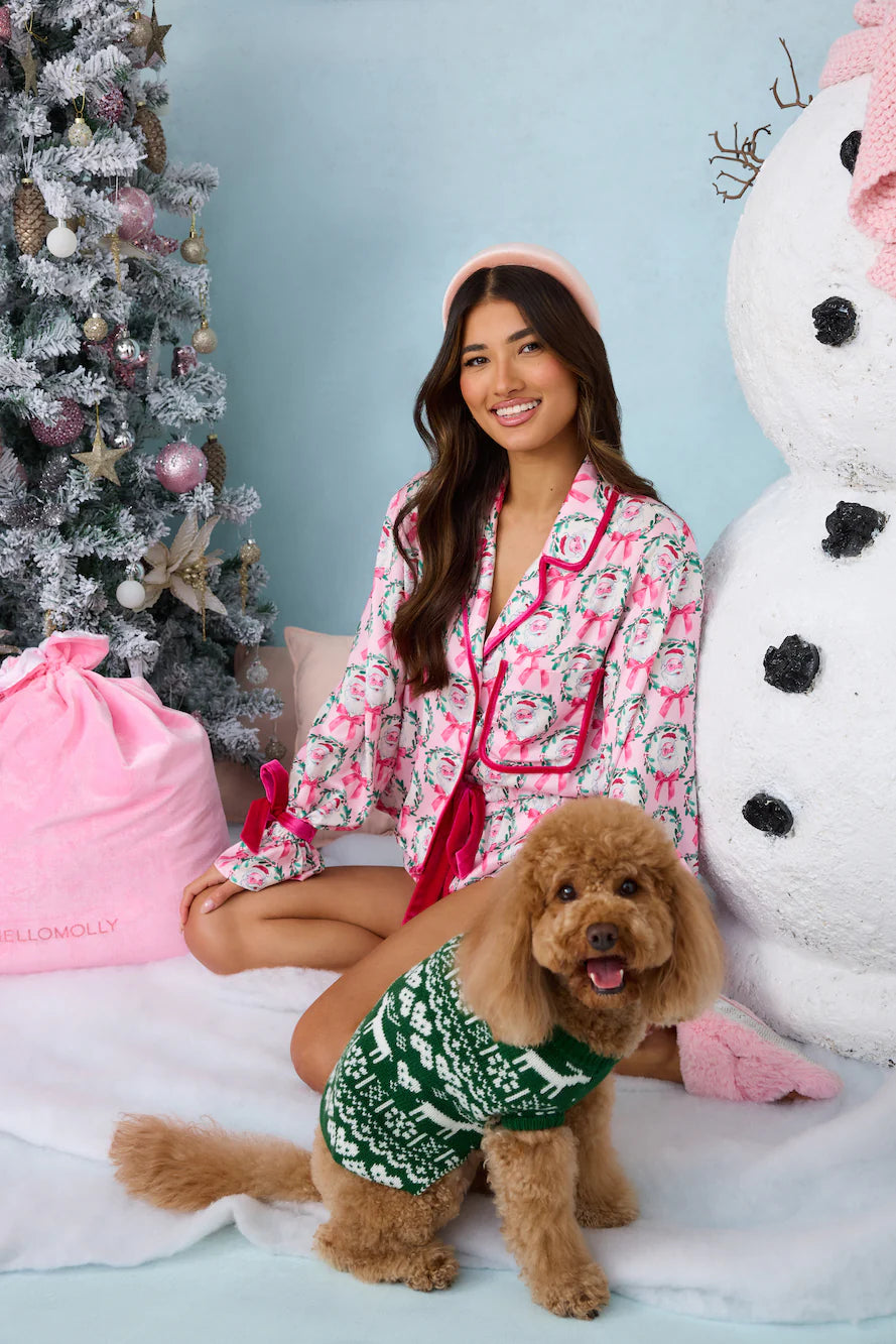 Santa's Helper Pyjama Set Pink
