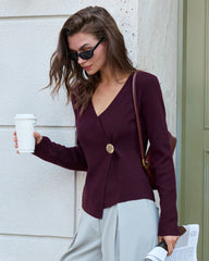 Purple Button Knit Cardigan