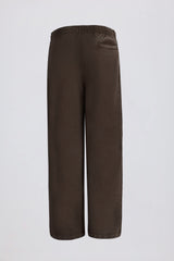 Mid-Rise Wide-Leg Joggers in Brown