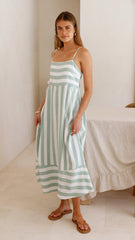 Baylee Midi Dress - Sage Stripe