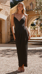 Charlotte Draped Maxi Dress -Black