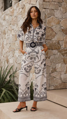 Xander Wide Leg Pants - Black/White