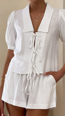 Maribel Tie Front Shirt - White