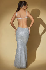 Katalia-Embellished Cut-Out Gown in Silver