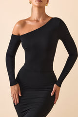 Sayda-Modal Off-Shoulder Bodysuit in Black