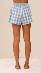 Mahalie Shorts - Sky Blue Check