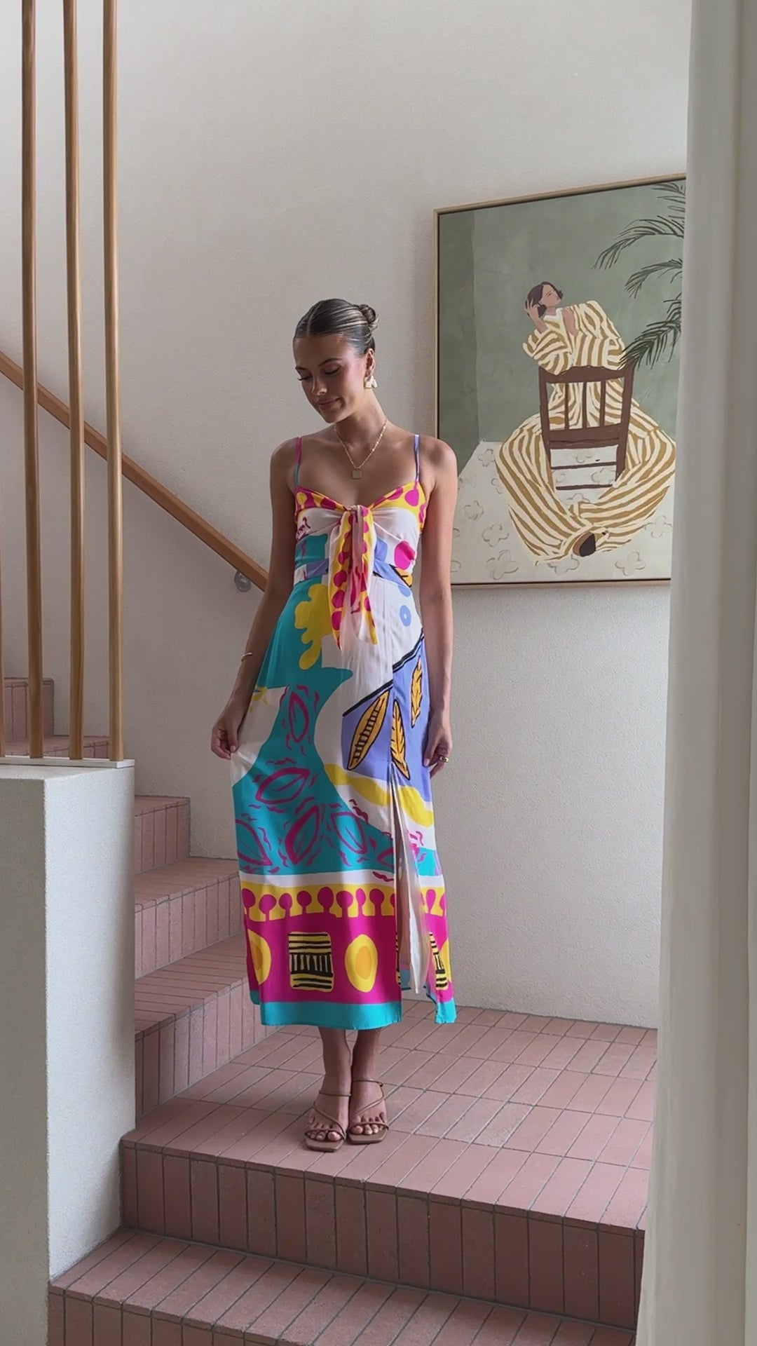 Shahar Maxi Dress - Pink Print