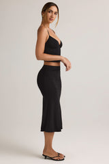 Luella-Modal Ruched Mid-Rise Midaxi Skirt in Black